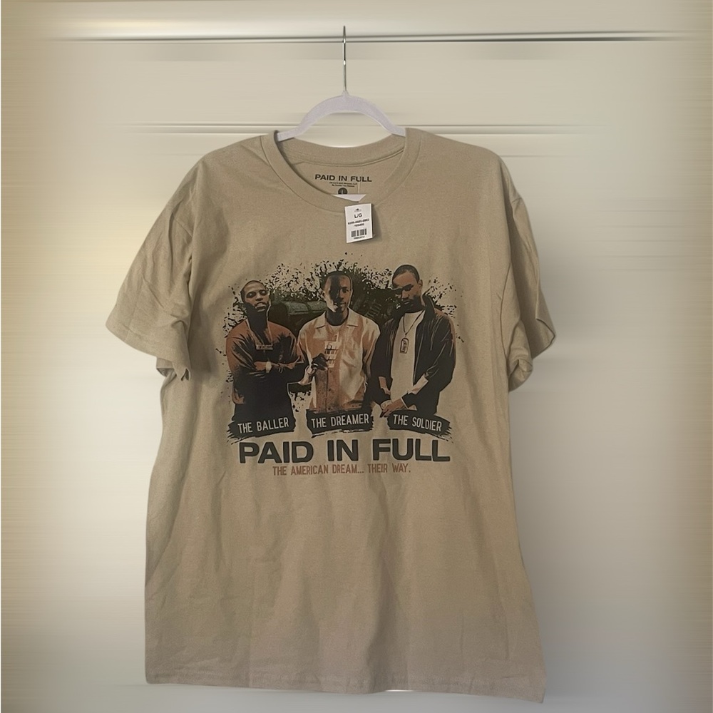 NWT Men’s Paid in Full Graphic T-Shirt - Tan cream color